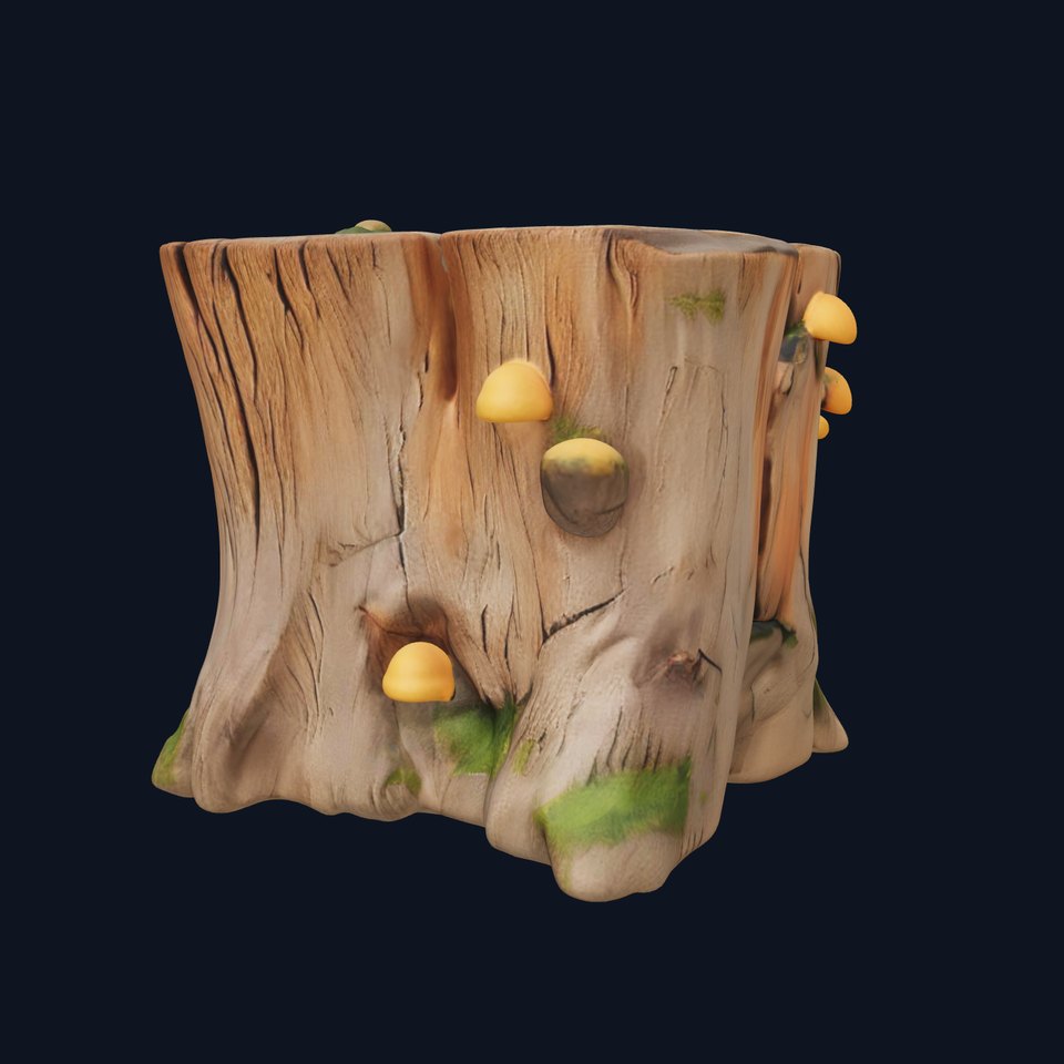 Forest Tree Stump with Moss and Fungi Model Pack